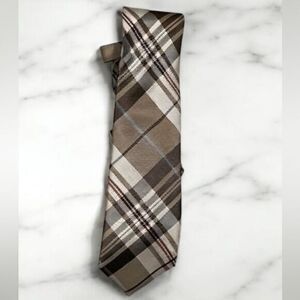 Ben Sherman Plaid Tie in Brown and Gray